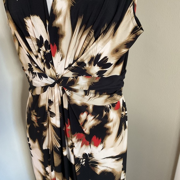 Anne Klein Black Cream Floral Maxi Dress L Large Sleeveless Event Wedding - Picture 9 of 12